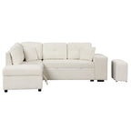 Roomfitters Convertible Sleeper Sectional Sofa Bed with Storage Ottoman, Two Throw Pillows, Two Stools, Wireless Charger