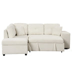 Roomfitters Convertible Sleeper Sectional Sofa Bed with Storage Ottoman, Two Throw Pillows, Two Stools, Wireless Charger