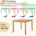 Gymax 5 PCS Patio Dining Set Acacia Wood Table w/ 1.9 Umbrella Hole