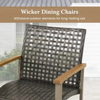 Gymax 5 PCS Patio Dining Set Acacia Wood Table w/ 1.9 Umbrella Hole