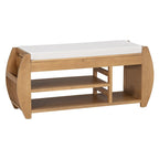 Shoe Storage Bench with Cushion and Curved Side
