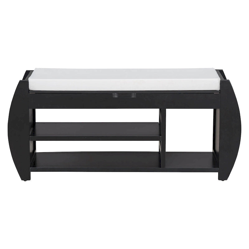 Shoe Storage Bench with Cushion and Curved Side
