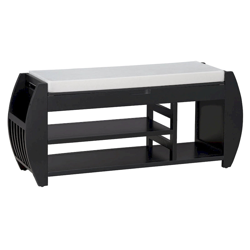 Shoe Storage Bench with Cushion and Curved Side