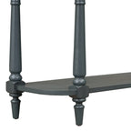 Retro Narrow Console Table with Curved Corner, Top Drawer & Open Shelf