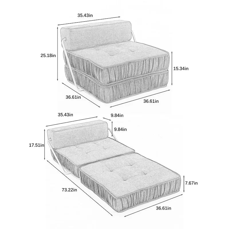 Convertible Sofa Bed,Modern Chenille Upholstered Sleeper Chair