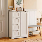 33 Kitchen Pantry Storage Cabinet , Freestanding Wooden Bathroom Storage Cabinet with 4 Drawers for Kitchen and Dining Room