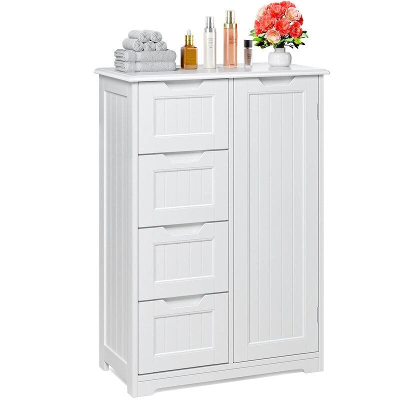 33 Kitchen Pantry Storage Cabinet , Freestanding Wooden Bathroom Storage Cabinet with 4 Drawers for Kitchen and Dining Room