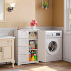 33 Kitchen Pantry Storage Cabinet , Freestanding Wooden Bathroom Storage Cabinet with 4 Drawers for Kitchen and Dining Room