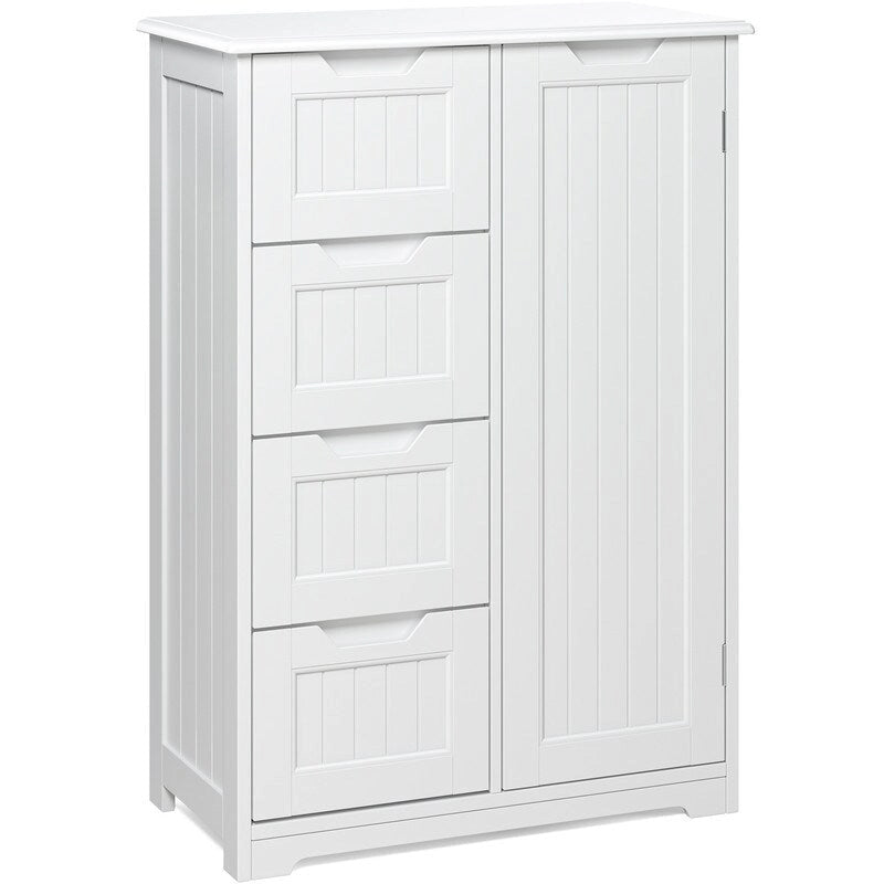 33 Kitchen Pantry Storage Cabinet , Freestanding Wooden Bathroom Storage Cabinet with 4 Drawers for Kitchen and Dining Room
