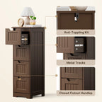 33 Kitchen Pantry Storage Cabinet , Freestanding Wooden Bathroom Storage Cabinet with 4 Drawers for Kitchen and Dining Room