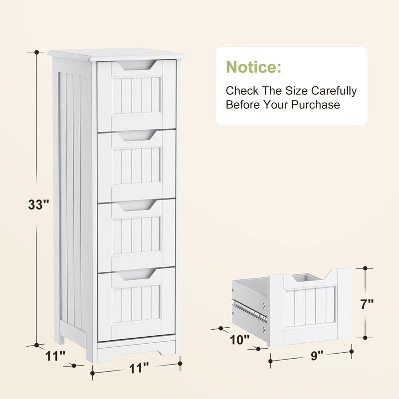 33 Kitchen Pantry Storage Cabinet , Freestanding Wooden Bathroom Storage Cabinet with 4 Drawers for Kitchen and Dining Room