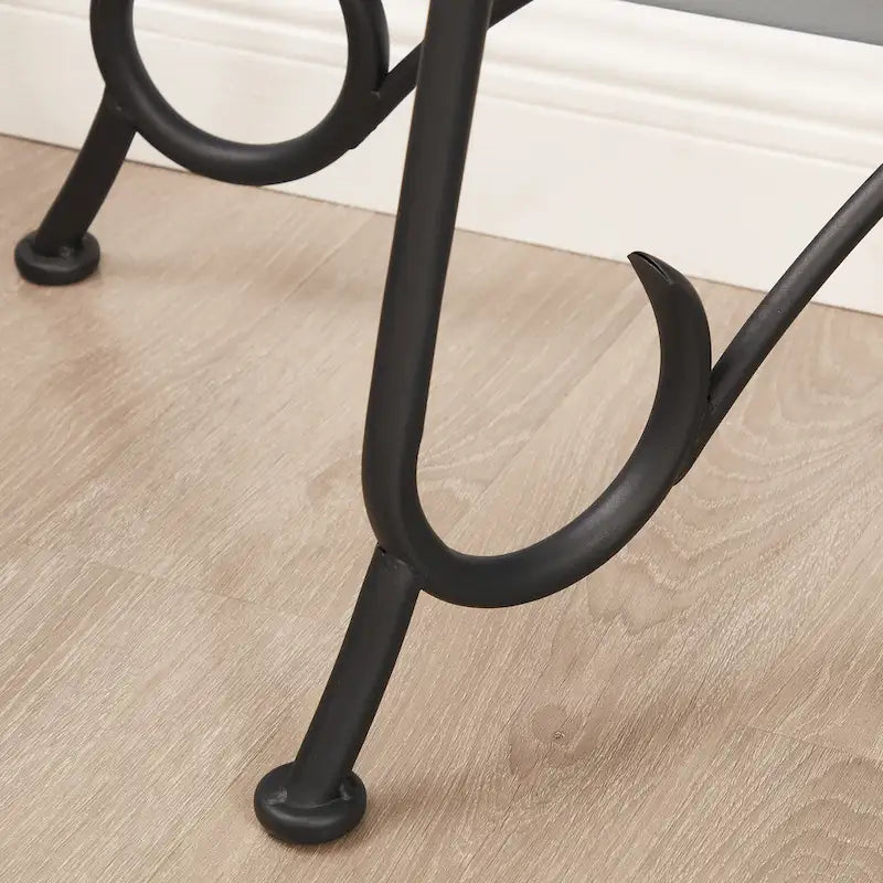 Tempered Glass Console Table, Rustic Decor Coffee Table with Metal Frame for Living Room