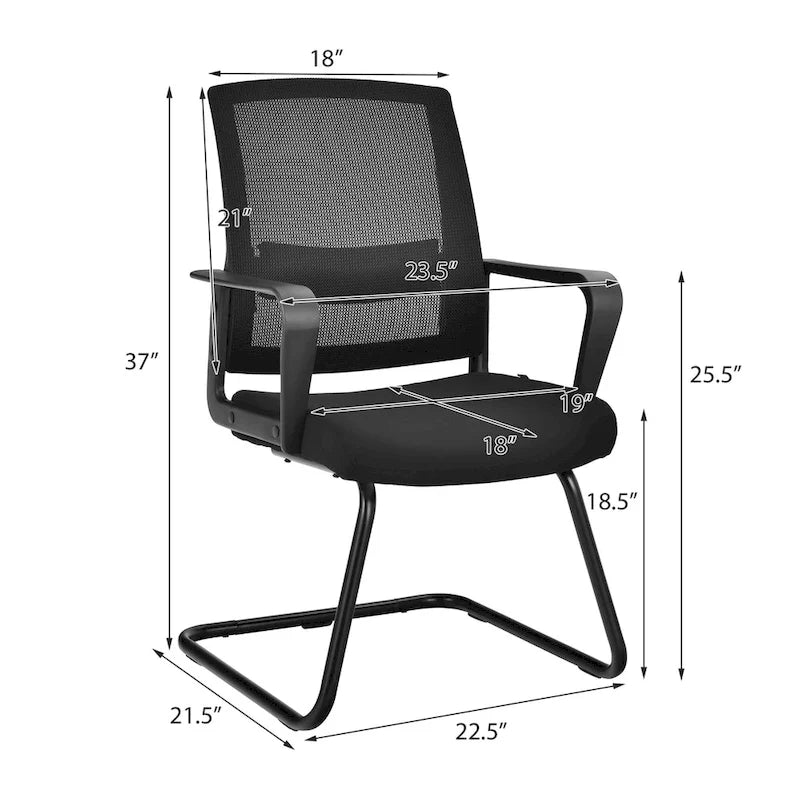 Gymax Set of 8 Conference Chairs Mesh Reception Office Guest Chairs w/
