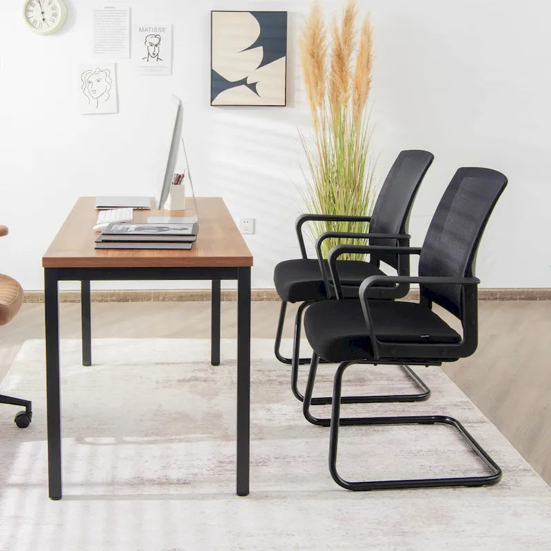 Gymax Set of 8 Conference Chairs Mesh Reception Office Guest Chairs w/