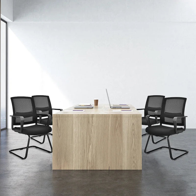 Gymax Set of 8 Conference Chairs Mesh Reception Office Guest Chairs w/