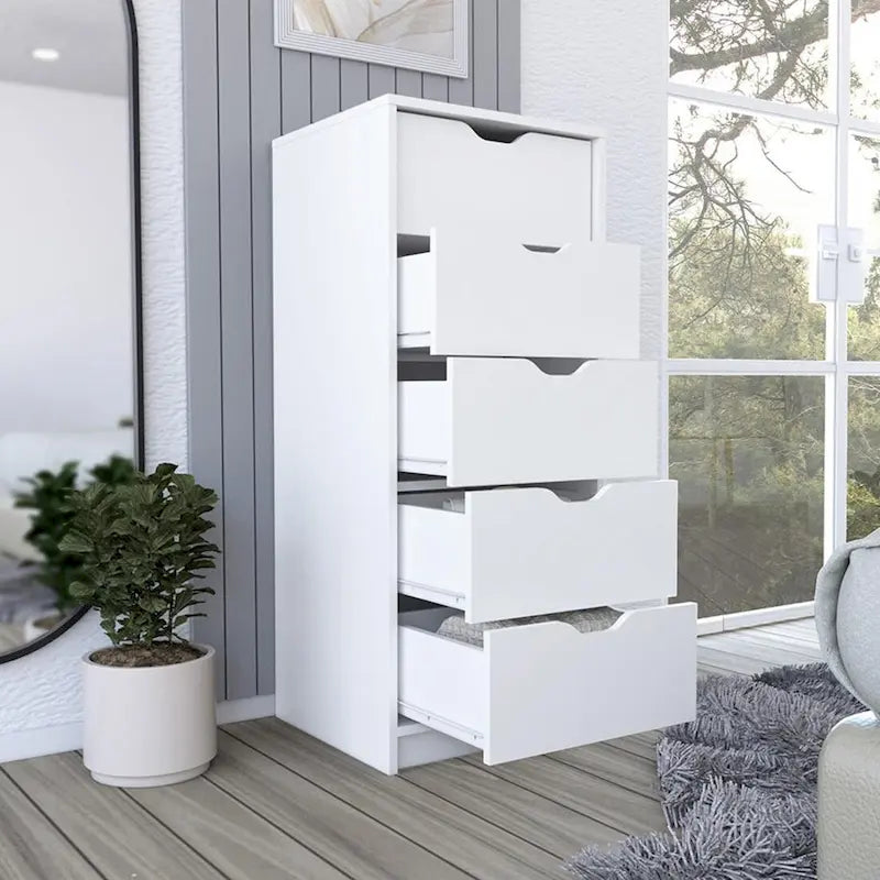 Modern 5 Drawer Chest Vertical Dresser for Bedroom Storage 18 Inch