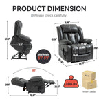 Faux Leather Dual Motor Power Lift Recliner Chair for Elderly,  Single Massage Sofa w/8-Point Vibration & Lumbar Heating