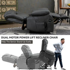 Faux Leather Dual Motor Power Lift Recliner Chair for Elderly,  Single Massage Sofa w/8-Point Vibration & Lumbar Heating