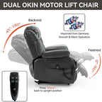 Faux Leather Dual Motor Power Lift Recliner Chair for Elderly,  Single Massage Sofa w/8-Point Vibration & Lumbar Heating