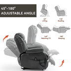 Faux Leather Dual Motor Power Lift Recliner Chair for Elderly,  Single Massage Sofa w/8-Point Vibration & Lumbar Heating
