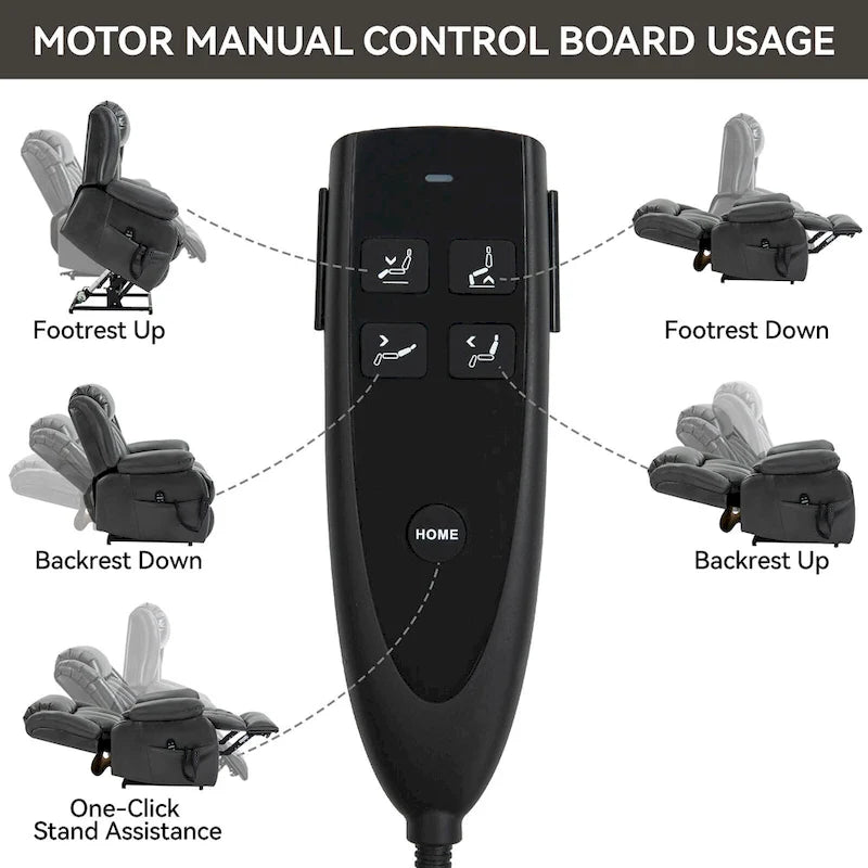 Faux Leather Dual Motor Power Lift Recliner Chair for Elderly,  Single Massage Sofa w/8-Point Vibration & Lumbar Heating