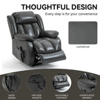 Faux Leather Dual Motor Power Lift Recliner Chair for Elderly,  Single Massage Sofa w/8-Point Vibration & Lumbar Heating