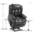 Faux Leather Dual Motor Power Lift Recliner Chair for Elderly,  Single Massage Sofa w/8-Point Vibration & Lumbar Heating