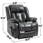 Faux Leather Dual Motor Power Lift Recliner Chair for Elderly,  Single Massage Sofa w/8-Point Vibration & Lumbar Heating