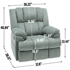 Lazy Boy Swivel Rocker Fabric Recliner Chair, Overstuffed Large Manual Recliner Glider with Pillow Top Arms and Cushion Back