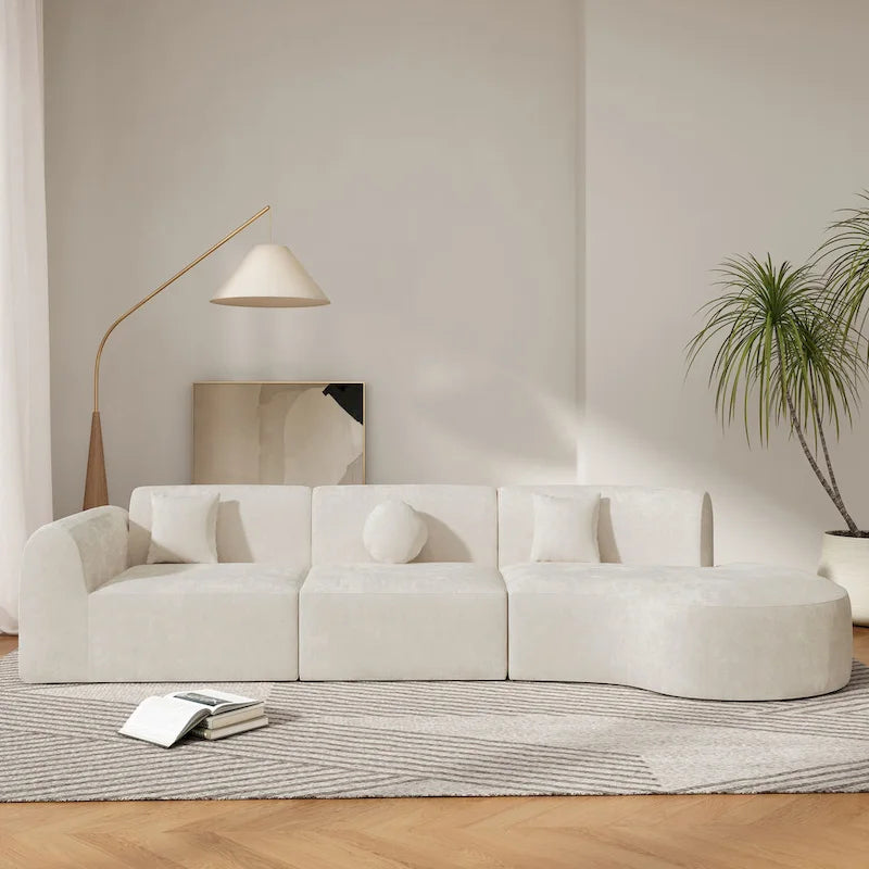 Christopher Knight Home- Buker Curved Polyester Sectional Sofa