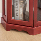 Lighted Corner Curio Cabinet with Tempered Glass Doors & Shelves - Elegant Cherry Display Case with Bulb