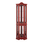 Lighted Corner Curio Cabinet with Tempered Glass Doors & Shelves - Elegant Cherry Display Case with Bulb