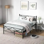 Gymax Full/Queen Size Metal Platform Bed Frame w/ Headboard Mattress