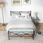 Gymax Full/Queen Size Metal Platform Bed Frame w/ Headboard Mattress