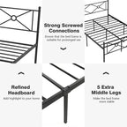 Gymax Full/Queen Size Metal Platform Bed Frame w/ Headboard Mattress