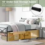 Gymax Full/Queen Size Metal Platform Bed Frame w/ Headboard Mattress