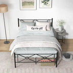Gymax Full/Queen Size Metal Platform Bed Frame w/ Headboard Mattress