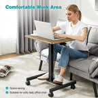 42.5 H Tall Small Standing Desk Mobile Portable Rolling Laptop PC Table Adjustable Height w/ Wheels