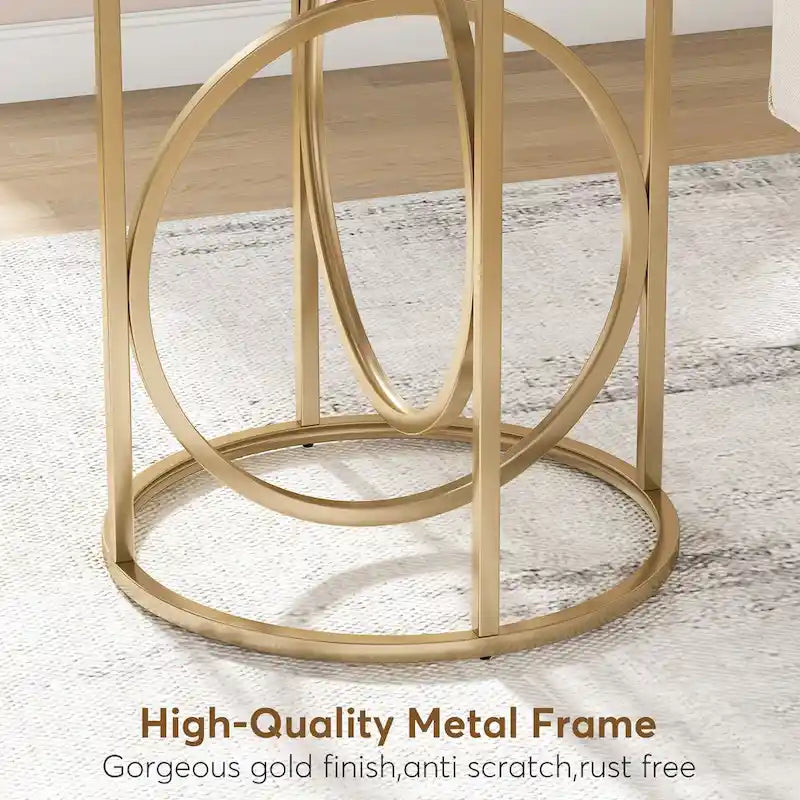 Modern Round Side End Table for Living Room, Tall Narrow Nightstand for Bedroom