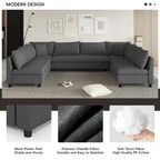 116 Chenille U-Shaped Modular Sectional Sofa, 8-Seater