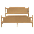 Traditional Style Platform Bed with Rattan Headboard and Footboard for Bedroom