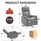 360 Swivel Rocker Recliner Chair with Massage and Lumbar Heating