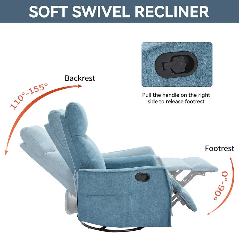 360 Swivel Rocker Recliner Chair with Massage and Lumbar Heating