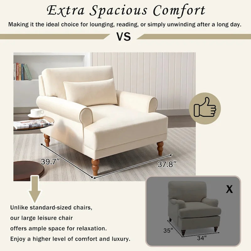 Beige 37.8 Velvet Accent Chair