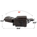Brown Genuine Leather Power Lift Recliner with Dual Motor
