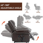 Brown Genuine Leather Power Lift Recliner with Dual Motor