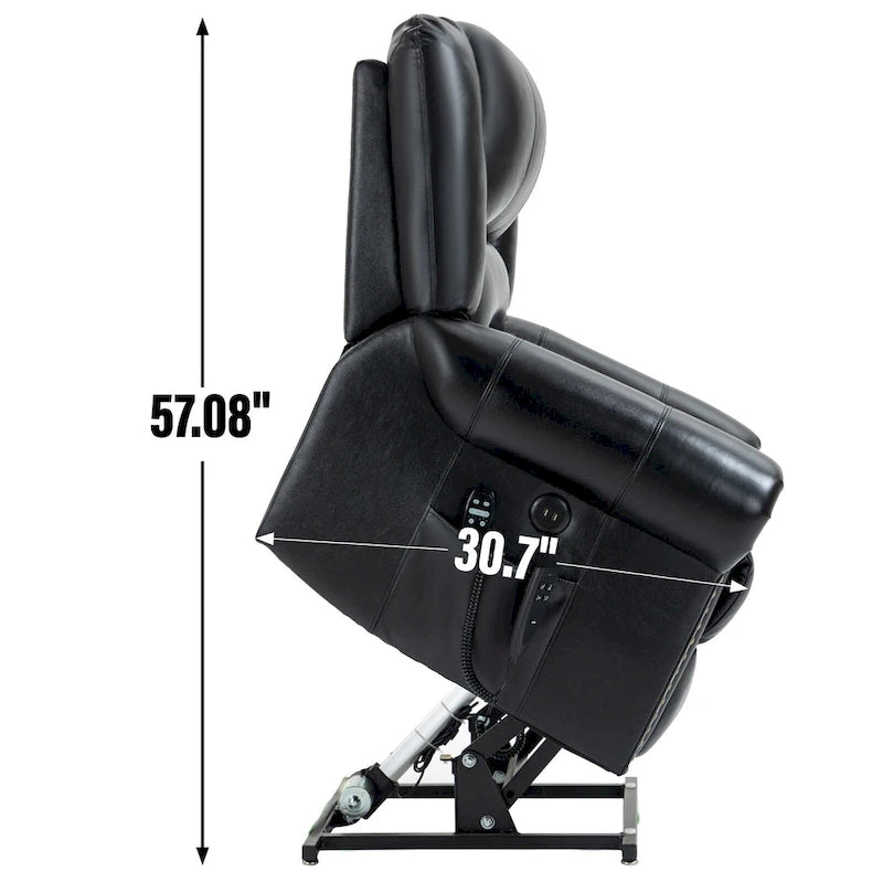 Brown Genuine Leather Power Lift Recliner with Dual Motor