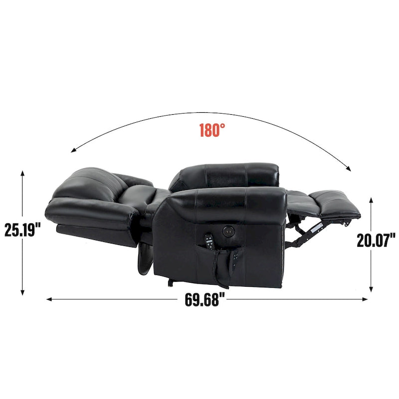 Brown Genuine Leather Power Lift Recliner with Dual Motor
