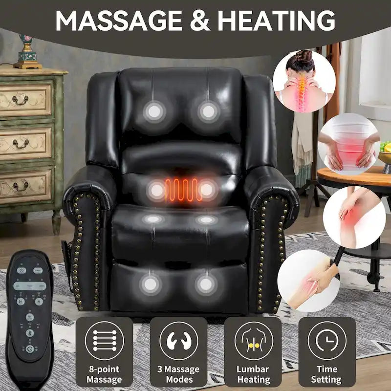 Brown Genuine Leather Power Lift Recliner with Dual Motor