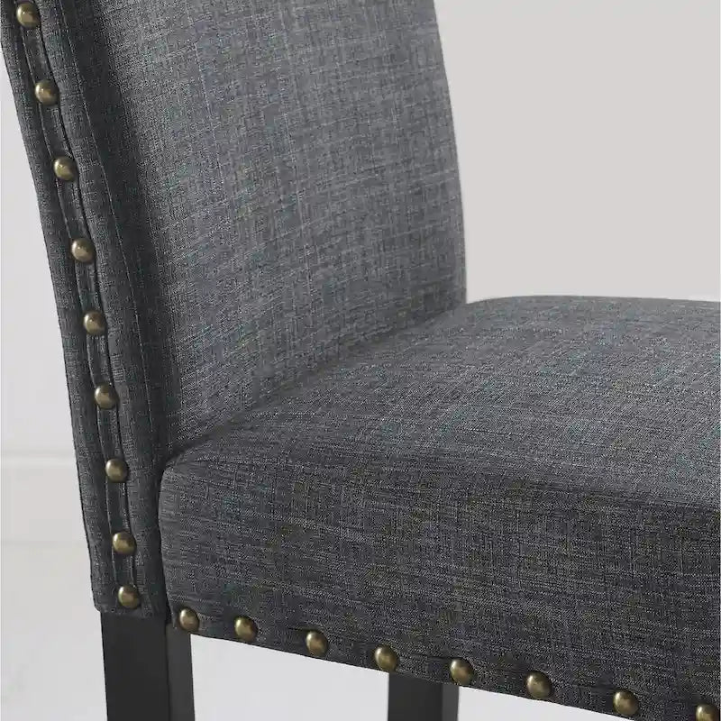 Modern Style 3-Piece Dining Set with Round Bar Table and 2 Nailhead Pub Chairs
